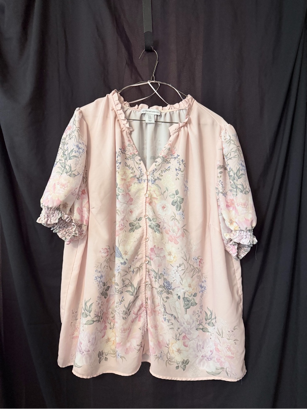 cupcakes & cashmere Blush Pink Ruffle-Trim Blouse